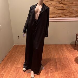 Akira Black Satin And Sheer Net Maxi Duster or Kimono Size XL